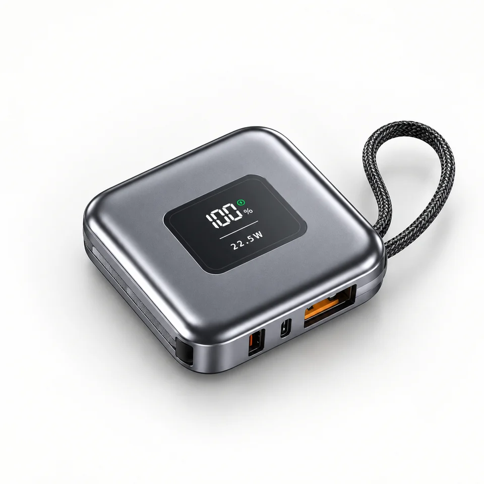 Павербанк 20 000 mAh з кабелями Type-C і Lightning